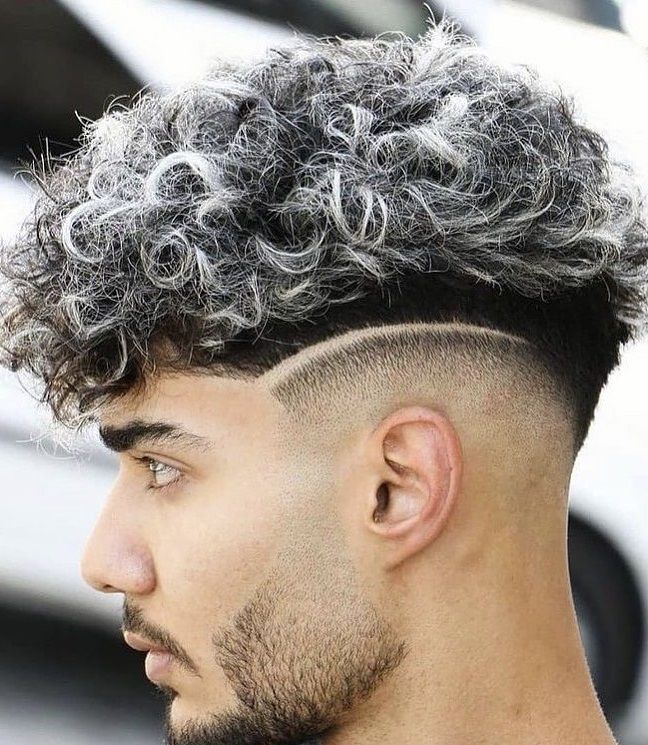 Mid Fade with Part Line and Curls
