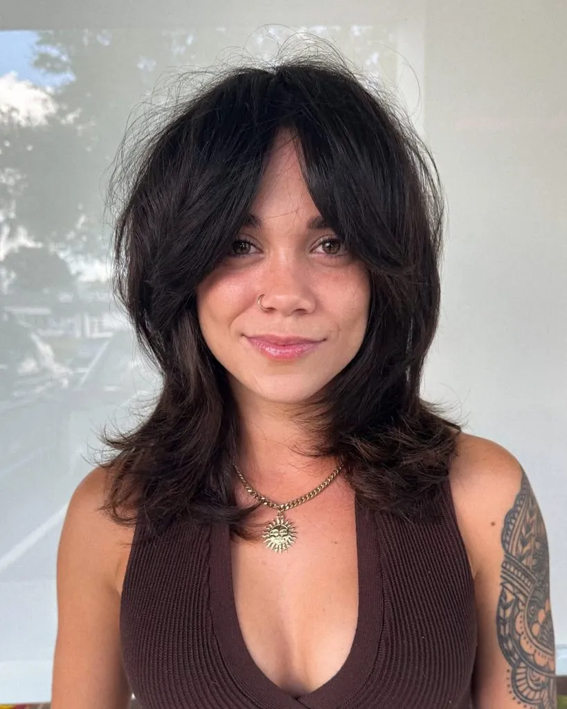 Shaggy Layers with Curtain Bangs